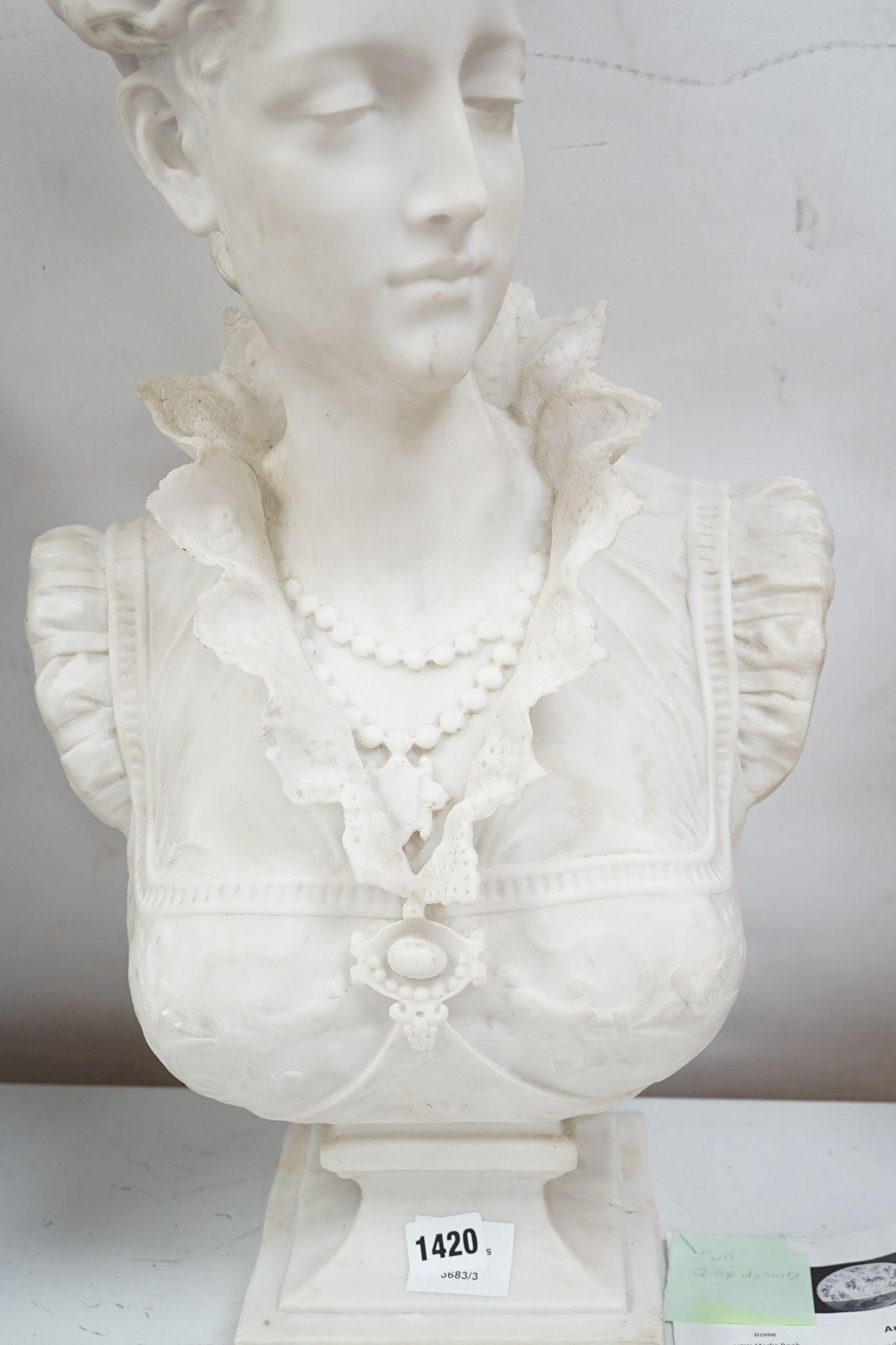 A faux parian bust 66cm